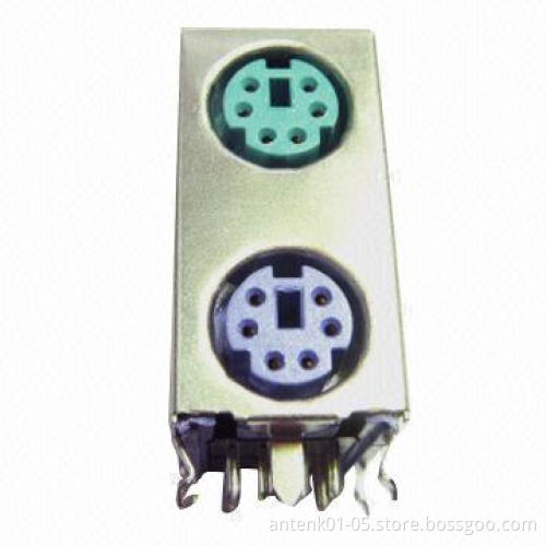 Mini DIN connector, 6 pins dual deck with shield